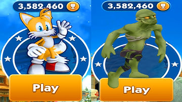 Sonic Dash vs Zombie Run 2 - Tails vs All Bosses Zazz Eggman All 51 Characters