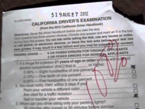 test written dmv license drivers california sample tests