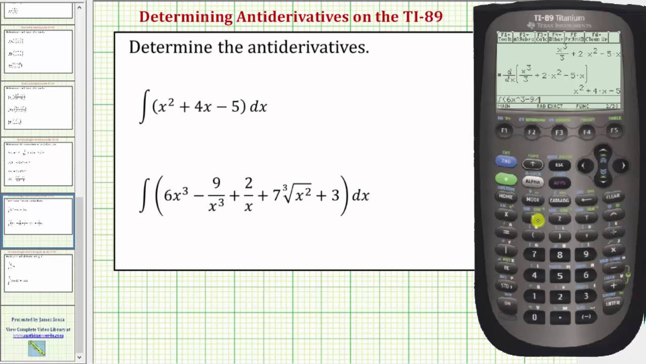 Determine Antiderivatives (Indefinite Integrals) on the TI-89 - YouTube