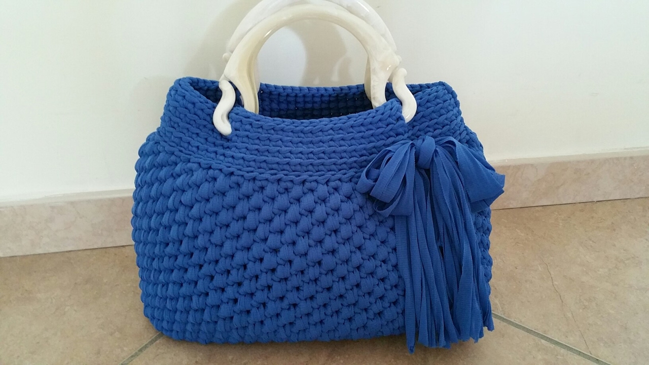 Borsa Zaffiro Borsa Fettuccia Borsa Uncinetto Crochet Bag Bolsom Uncinetto Borse Fai Da Te Uncinetto Uncinetto Facile