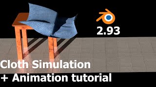 Animate cloth Floor to table - Cloth Simulation tutorial -  in Blender 2.93