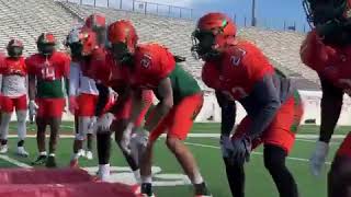 Florida A&M Athletics Defensive drills with FAMU Rattlers