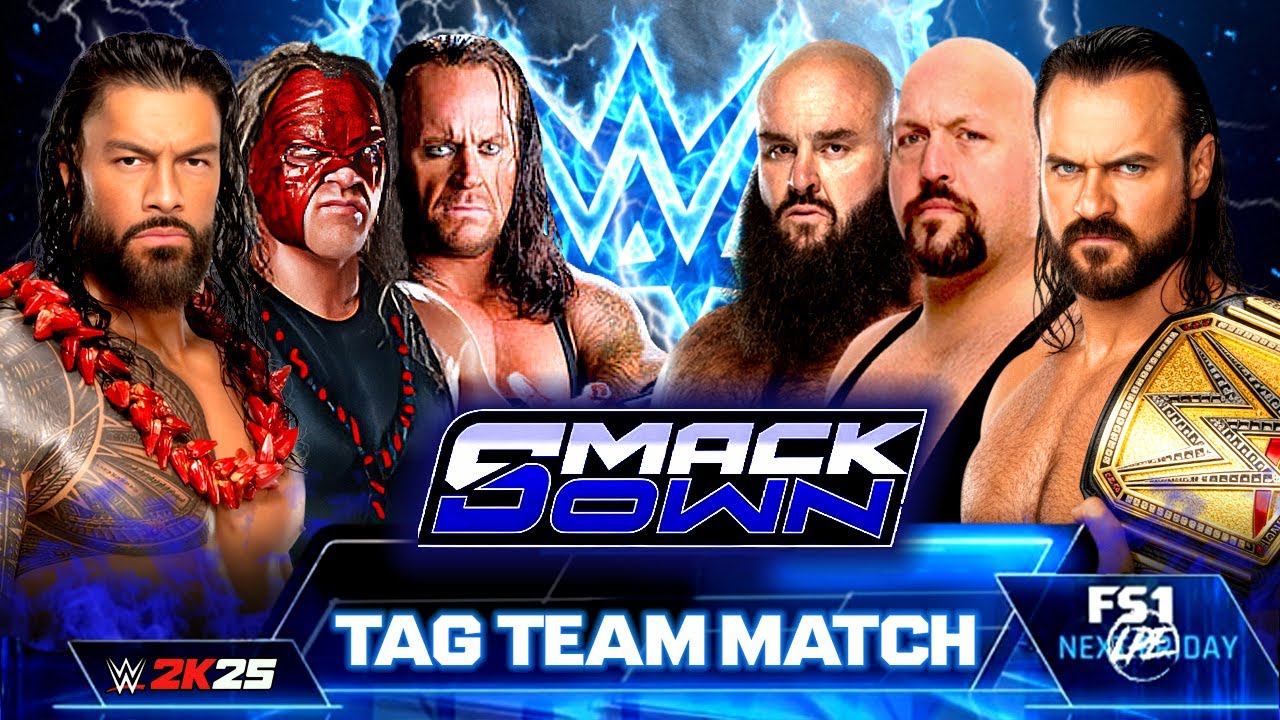 WWE SMCKDOWN: Роман Рейнс, Андертейкер Кейн против Дрю Макинтайра, Биг Шоу Браун | Полный матч 1 ...