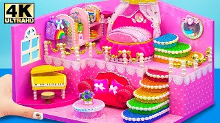 How To Make Stylish Miniature Pink Princess House from Cardboard ❤ DIY Miniature Cardboard House