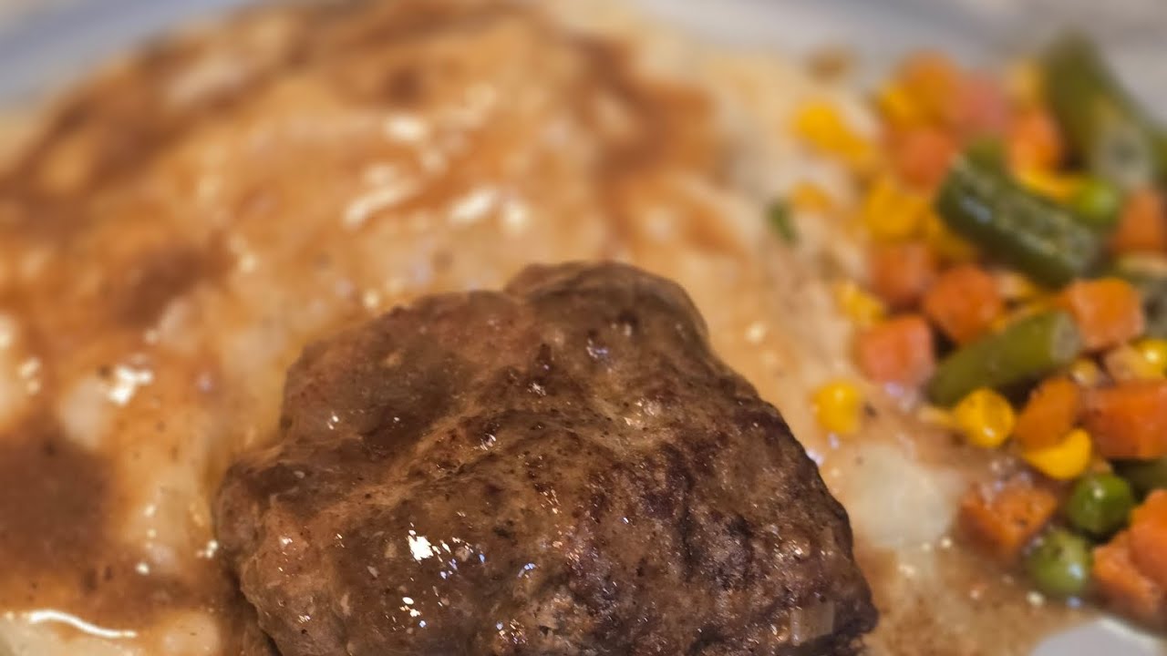 Homemade Salisbury Steak and Homemade mashed potatoes #