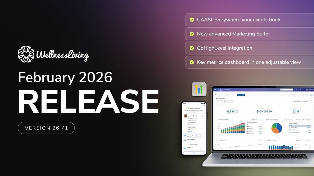 Релиз WellnessLiving в феврале 2026 г. | Версия 26.71