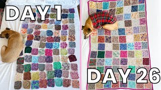 ONE MONTH to Join My Granny Square Blanket (a vlog) #scrapfree2023