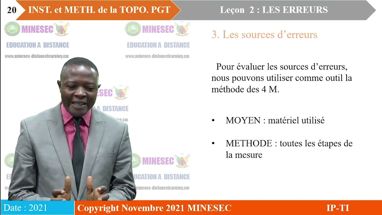IP-TI INSTRUMENTS ET MÉTHODES GT TOPO 1ère Leçon 2 LES ERREURS