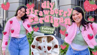 DIY pinterest inspired strawberry crochet cardigan 🍓(beginner-friendly tutorial)
