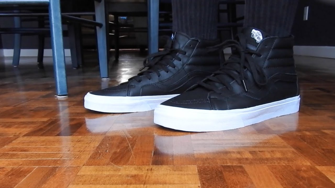 vans sk8 hi black leather