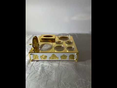 طقم تمرية 6 قطع مع حامل و غطاء لون ذهبي