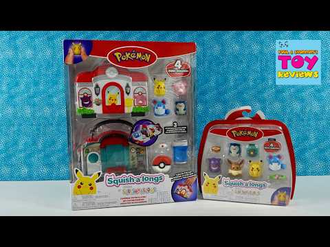Pokemon Squishalongs Squishmallows Center Playset Figure Unboxing Review