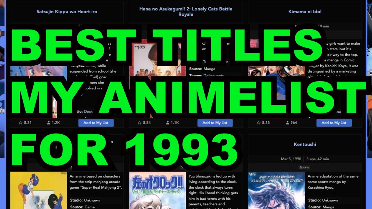 History Of Fan Anime 429: MyAnimeList 1993 4 Best Anime To Watch