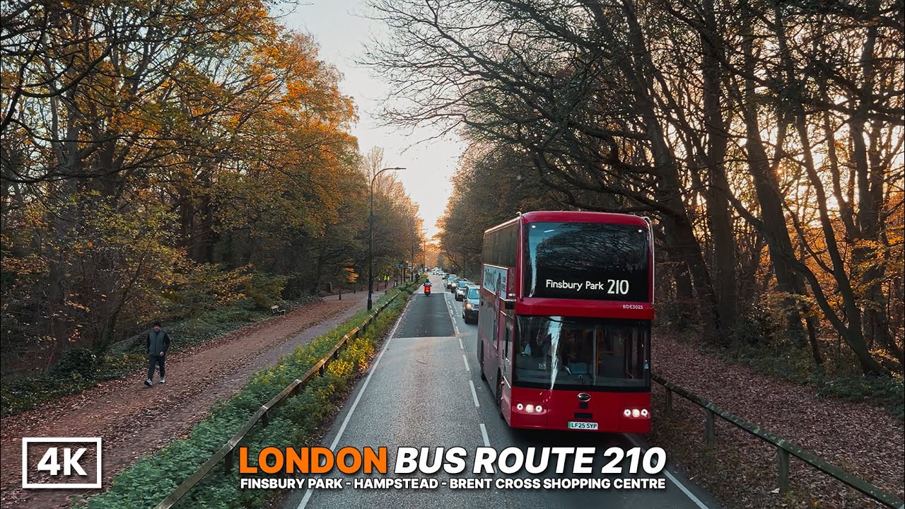 Beautiful Autumn Bus Ride in North London 🍂 | Bus Route 210 Finsbury Park → Brent Cross [4K POV]