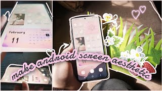 Aesthetic phone| How to make android phone asthetic 🌸 pastel pink theme 💗