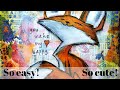 How To Paint An Adorable Mixed Media Fox - Super Easy & Perfect for Fall!!