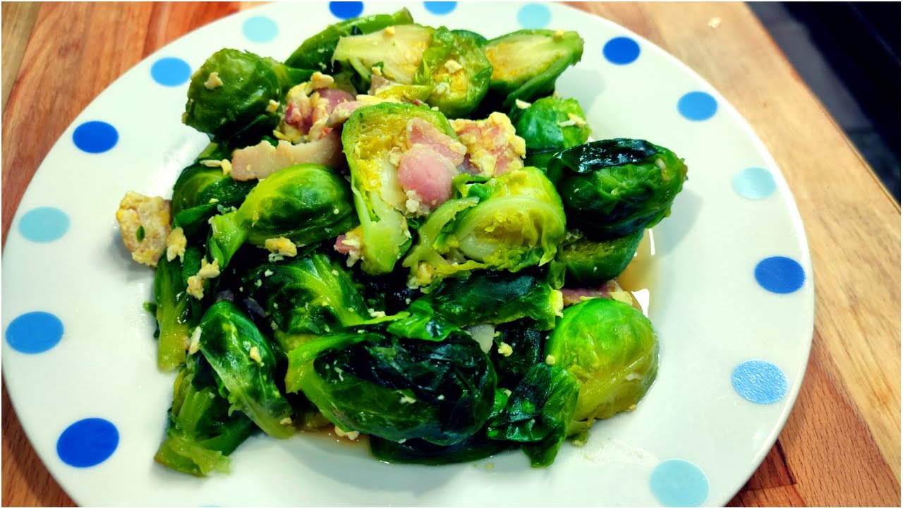 Stir-Fry Brussels Sprouts with Bacon and Eggs