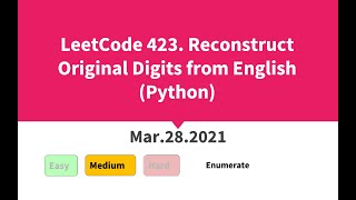 LeetCode 423. Reconstruct Original Digits from English (Python)