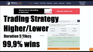 Binary.com Trading Strategy - Higher/Lower Duration 5 Tikcs - Best Accuracy 99,99% wins