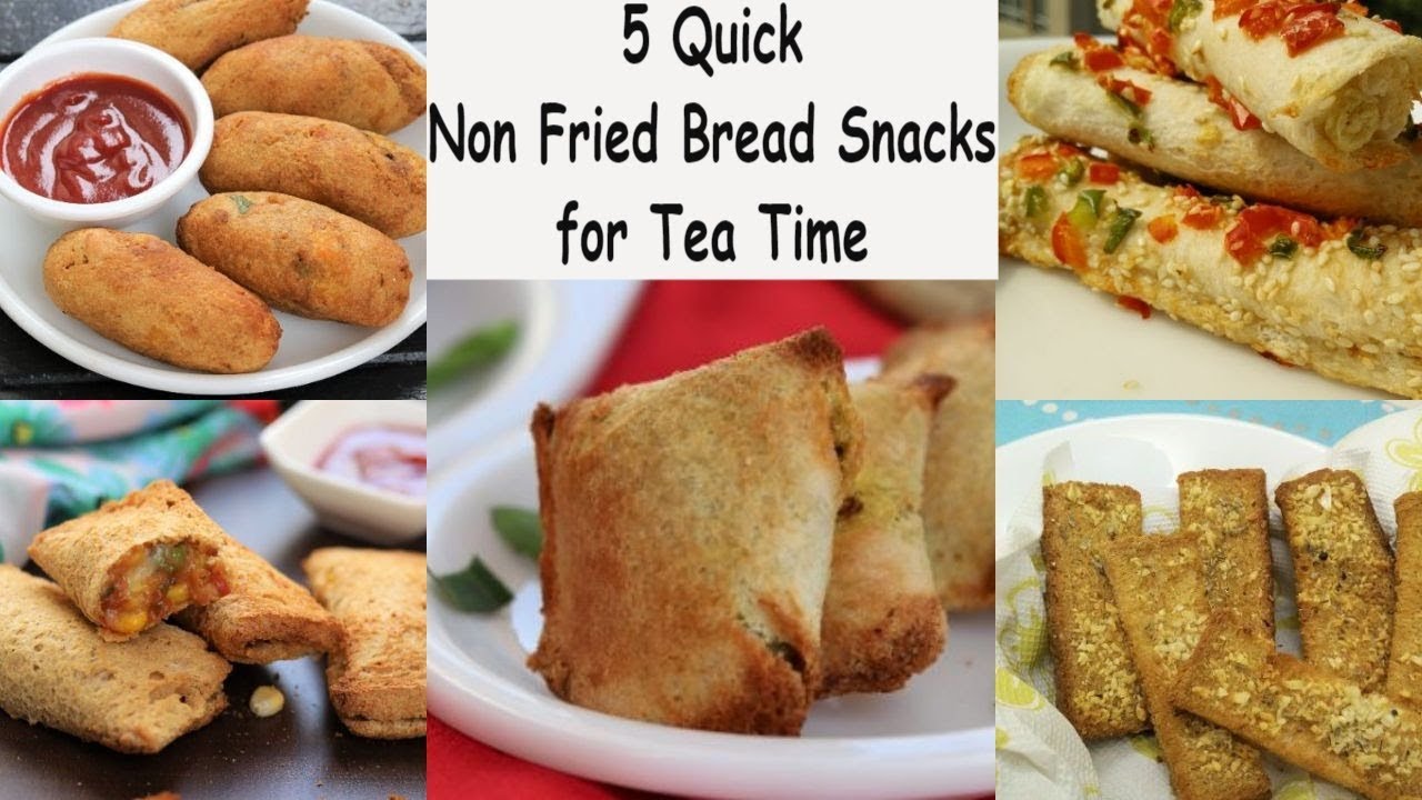 5 Quick Non Fried Bread Snack | Easy Tea Time Snack Recipes | Healthy Kadai