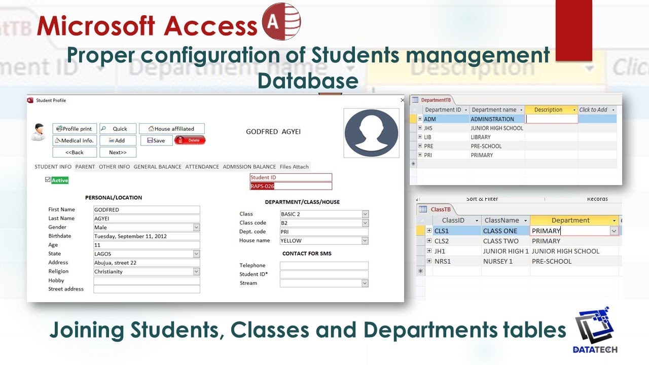 How to configure Students Management Database with classes and ...