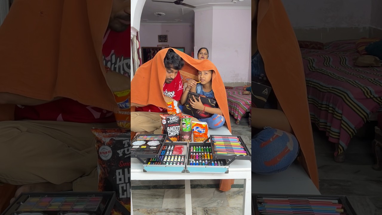 We secretly eating snacks hiding from mom 😂❤️ 