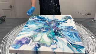AMAZING BLUES~Flower Blowout~Acrylic Pouring~Bloom Technique~370