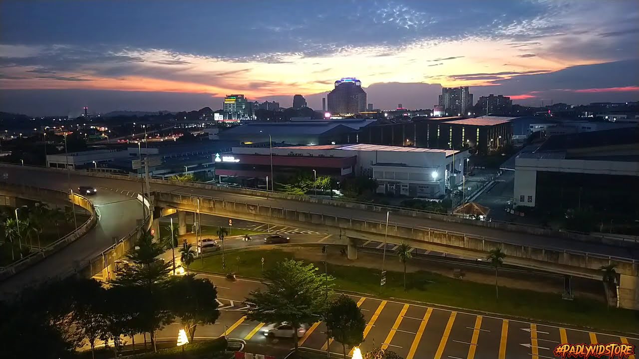 Sunset time lapse view in urban city 
