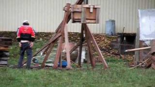 Our Trebuchet Launches an Exploding Pumpkin