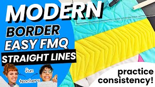 Modern Quilting Design: Beginner Border -Straight Lines! Custom Free Motion on Sewing Machine