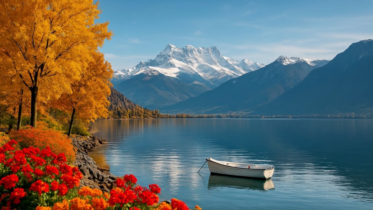 🍁🇨🇭 Autumn Bliss in Montreux, Switzerland: A 4K Nature Walk