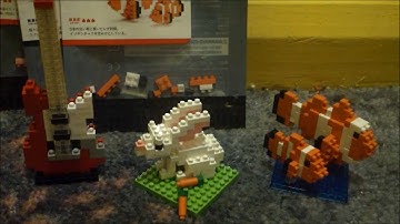 Nanoblock sets - Clown Fish, Electric Guitar Red, Rabbit (Micro Building Blocks)