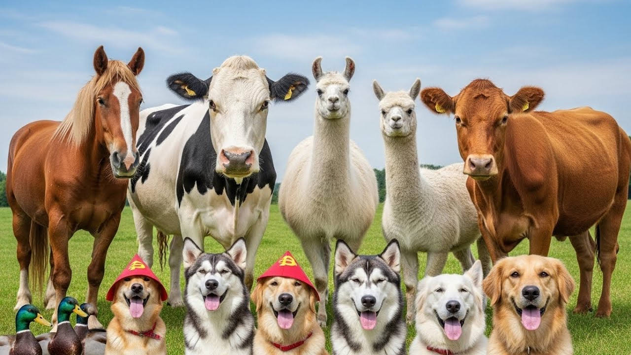 Happy Animal Sounds   Cow, Horse, Sheep, Pig, Chicken, Duck, Cat, Dog, Parrot – Animal Video