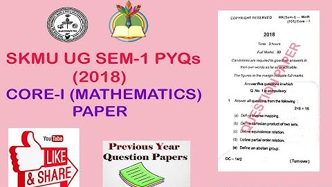 SKMU UG SEM-1 CORE-1 (MATHEMATICS HONS.) QUESTION PAPER 2018 #core1 #sem1 #skmuugsem1 #sem1core1