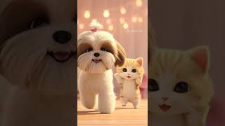 Cute Dog and cat dance. Best performance ever 👏 #viral #trending #meta #ai #shorts #dog #cat #dance