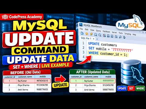 MySQL UPDATE Command | Table Me Data Kaise Update Kare? | UPDATE SET WHERE Hindi