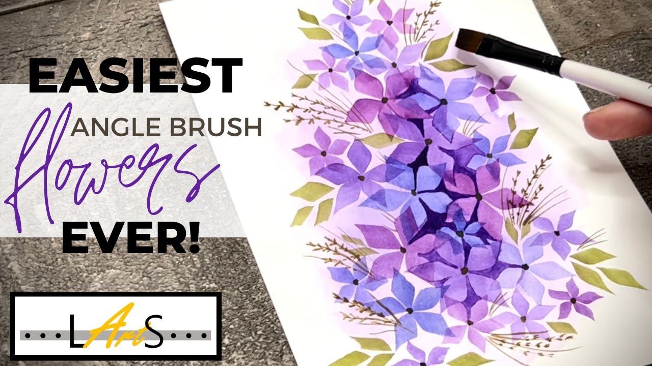 Easy Watercolor Flowers! How to paint with an Angle Brush! Beginner