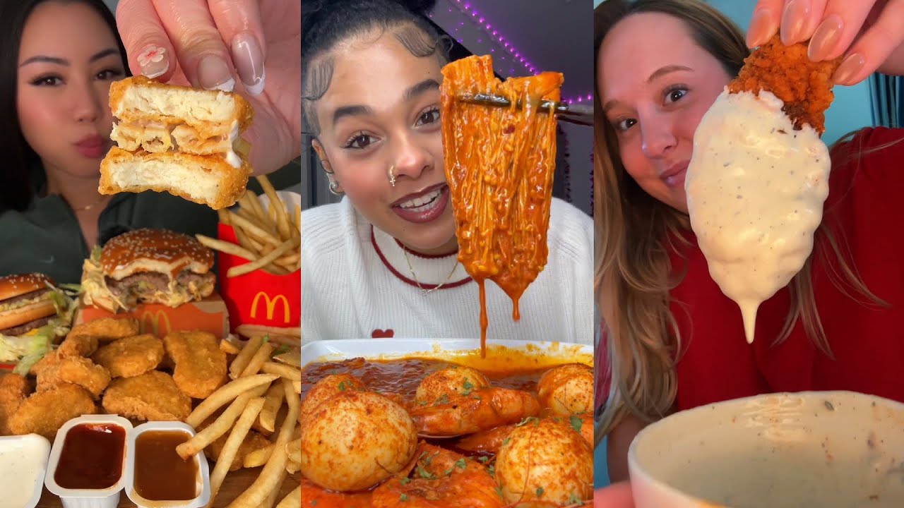 TIKTOK Mukbang Compilation | McDonald's, Wingstop, Chili's, Jollibee, Taco Bell & More!