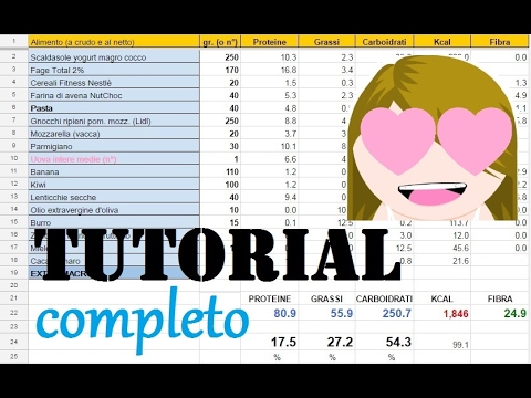 Il mio foglio Excel per calcolare le calorie e i macro della giornata