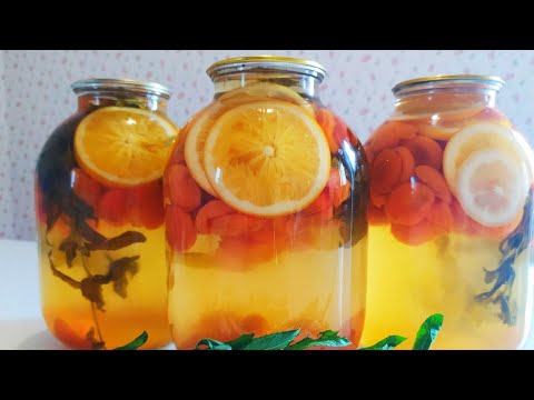 Видео рецепт Компот из абрикосов с мятой на зиму