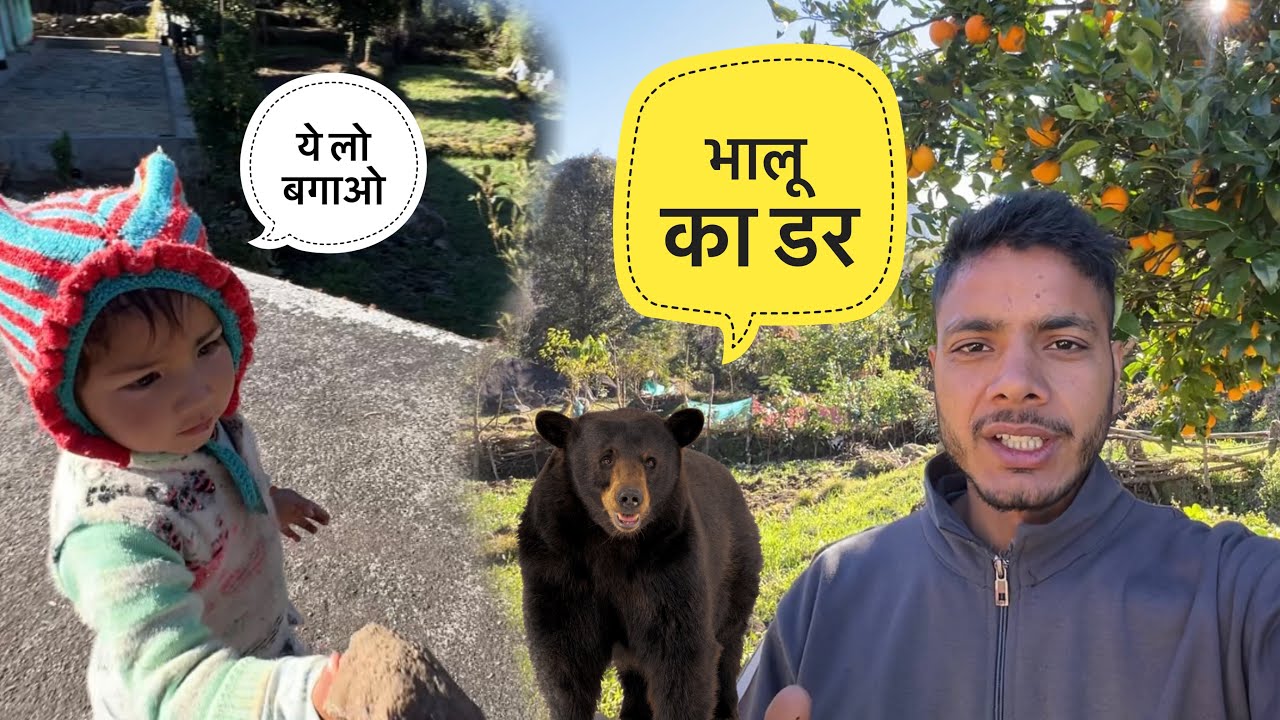 घर के पास भालू का डर 😱 सब के अंदर डर का माहौल ॥village lifestyle vlog ॥travelling with 13 pahadi