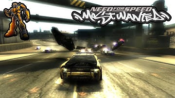NFS MW Hard Final Pursuit With Transformers Bumblebee - 10.000 Lamborghini-Porsche Cops VS Bumblebee