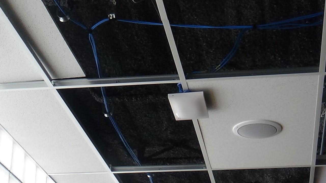 Wired Communications installing CAT 6 cabling, PoE Speakers, and