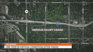 Full Teenager in critical condition after I-235 crash, Des Moines police say Guide