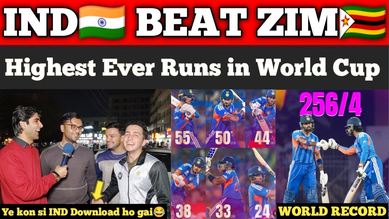 IND🇮🇳 Biggest Win Ever by 72 Runs in WorldCup Vs ZIM🇿🇼 || World Record 256 Runs || Pak Reactions 