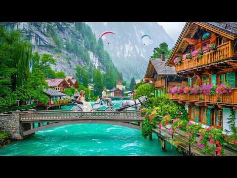 🌧️🇨🇭 Walking Through Interlaken After the Rain Between Lake Thun & Lake Brienz in 4K ✨