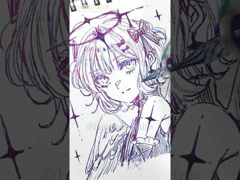 👼😈天使？それとも悪魔？ガラスペンで一発描き🎨🦜#Shorts #illustration