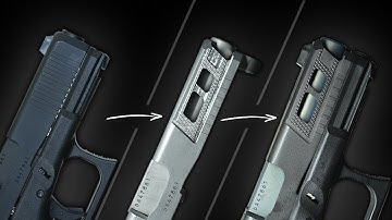 DIY VFC Glock 19 Gen5 slide with knurled-style serrations port cuts Cerakote finish and stippling