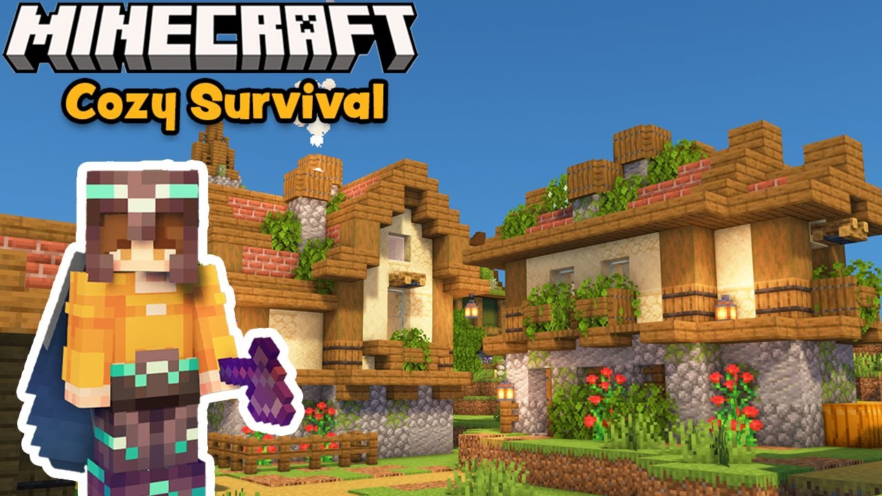 Decorating cottagecore houses in my cozy Minecraft world - YouTube