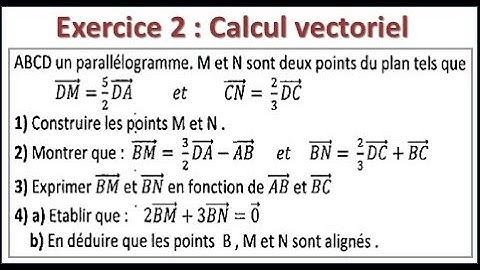 Exercice corrigé 2 : Calcul vectoriel Tronc commun Scientifique TCS ( biof )